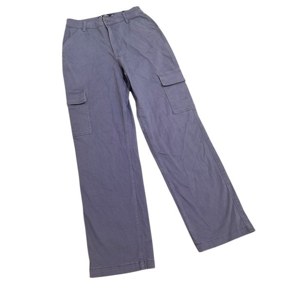 NWT Hollister gray Blue “Dad pant” Cargo Pants ultra high rise unisex 29R - Picture 1 of 7